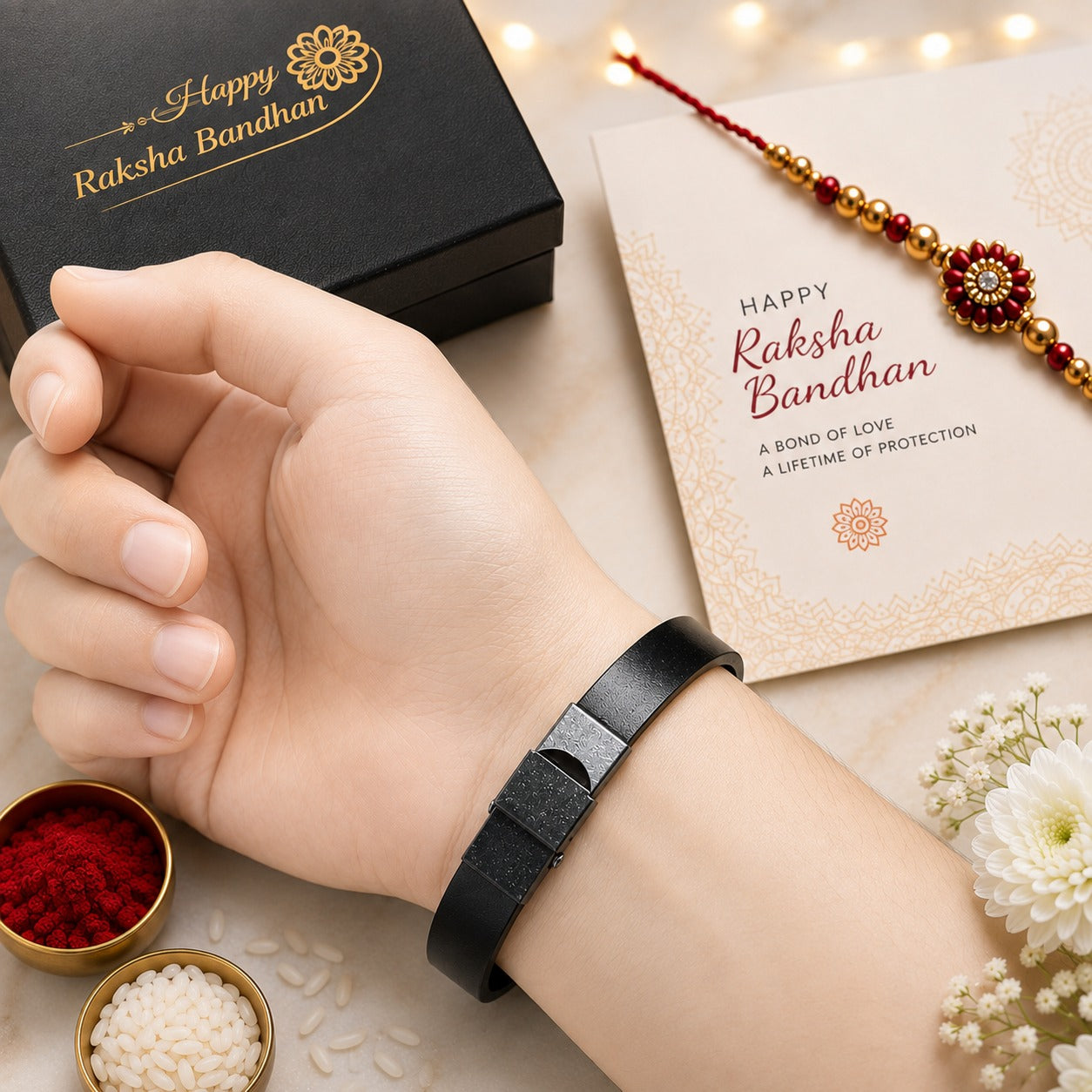 Personalized Black Name Rakhi for Brother