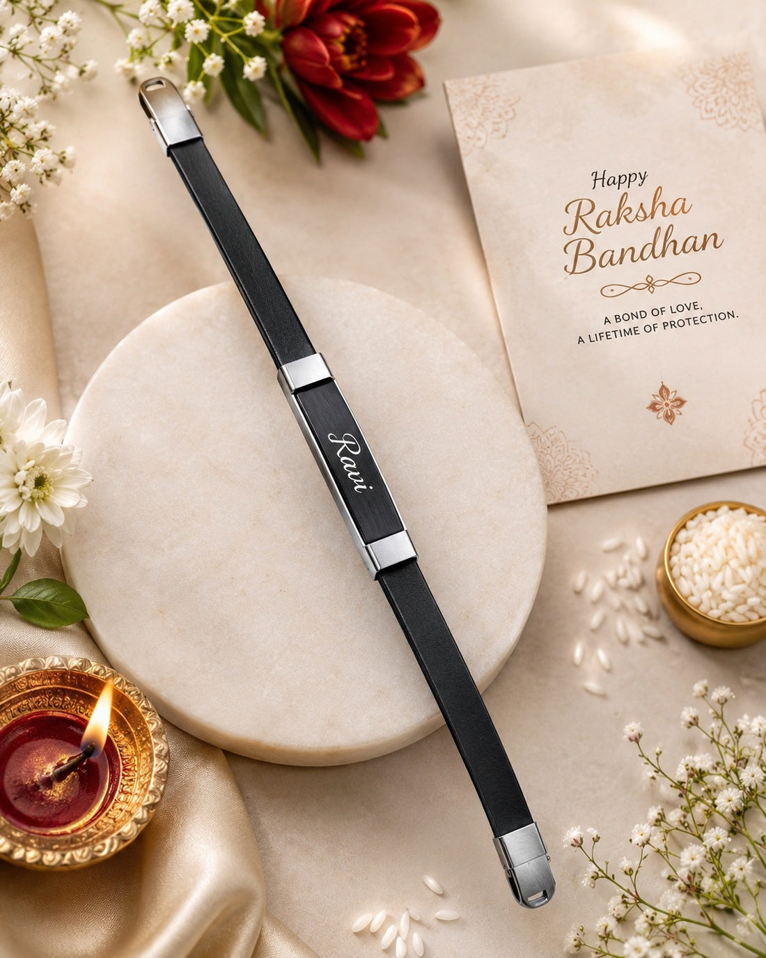 Personalized Black Name Rakhi for Brother