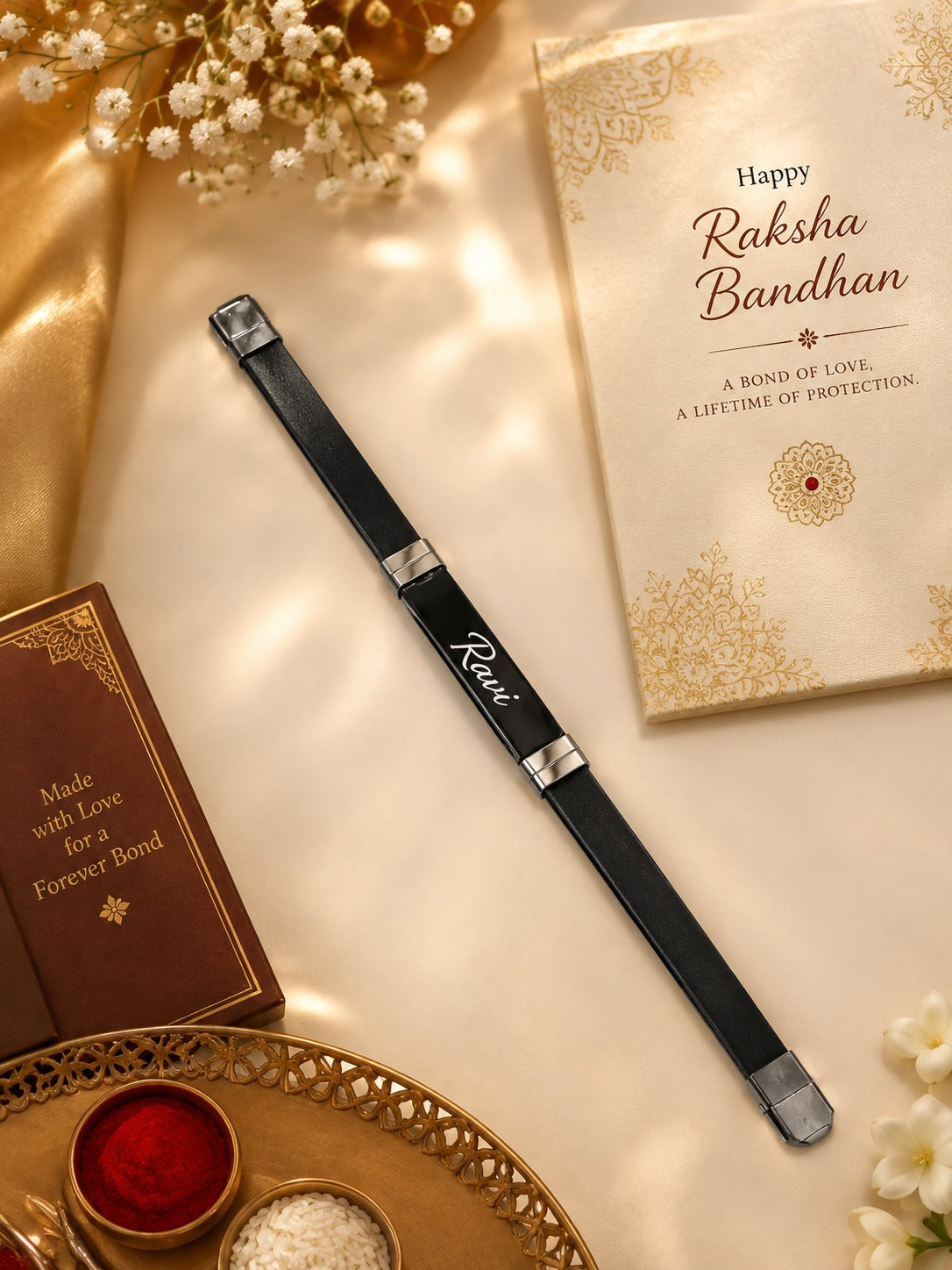 Personalized Black Name Rakhi for Brother