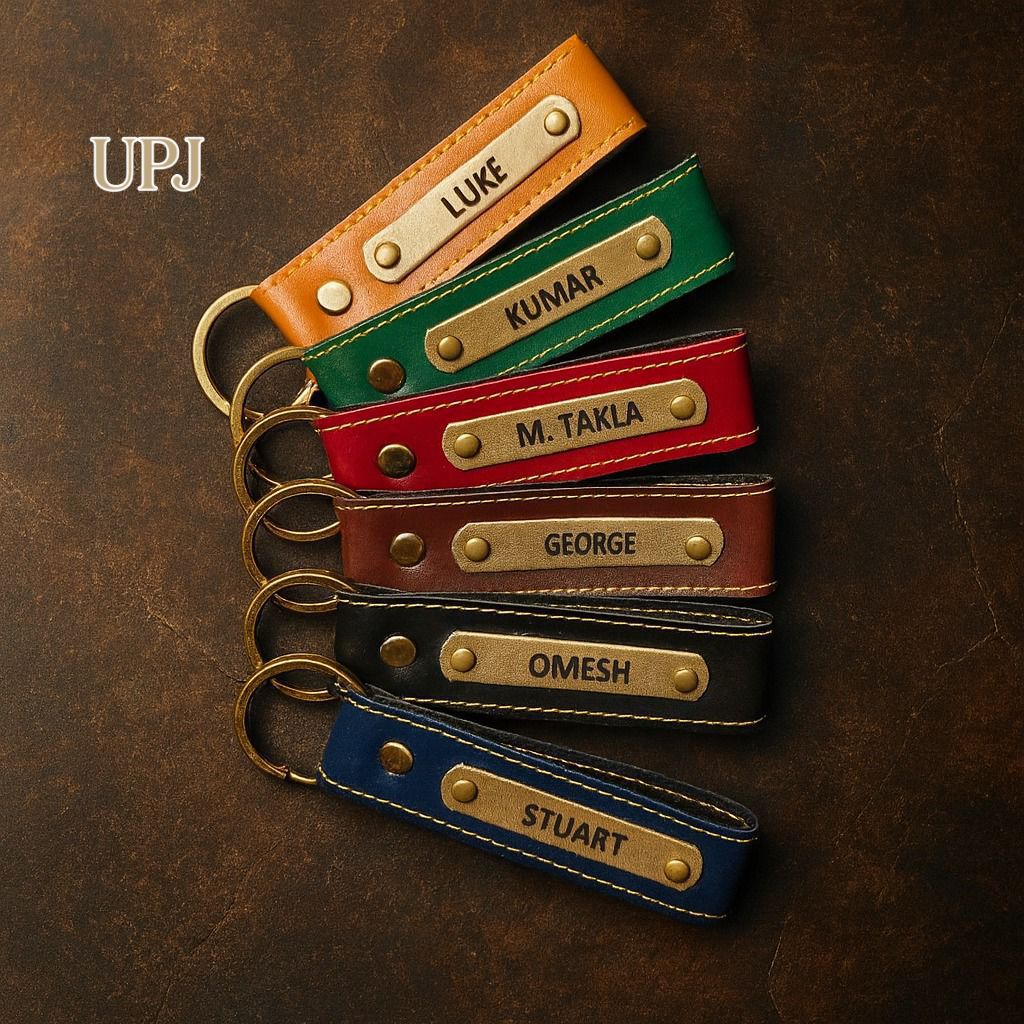 Personalized Leather Name Keychain with Metal Charm