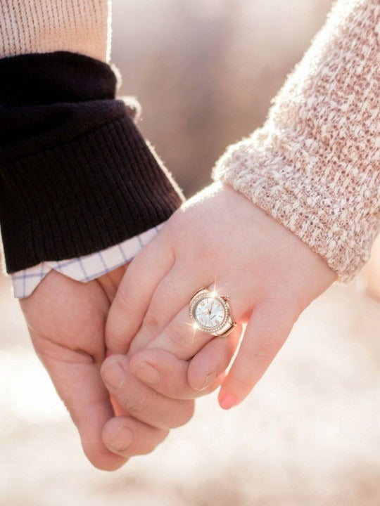 Ring Watch + Tulip Floral Bracelet Combo