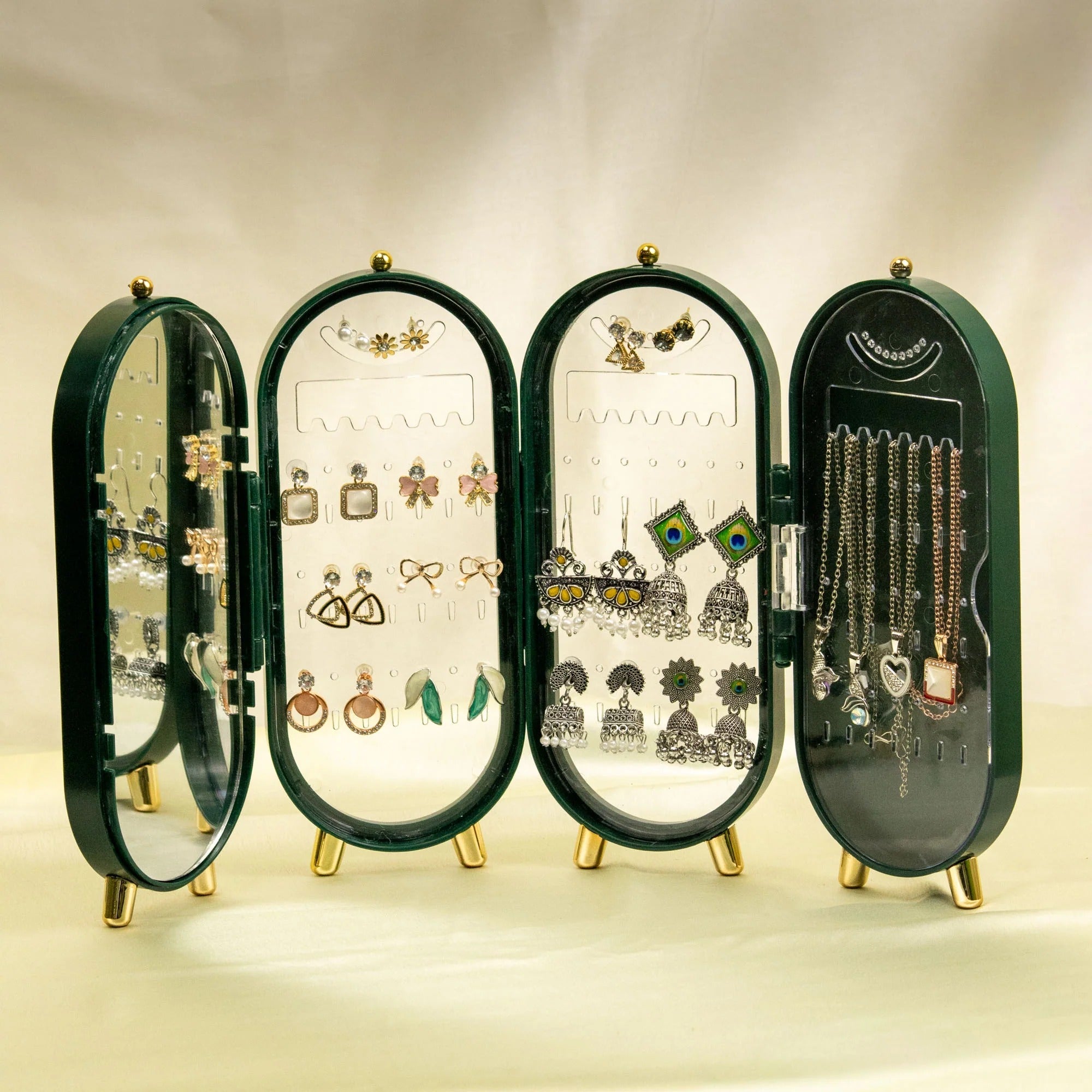 Viral 3-fold elegant Green Jewellery box