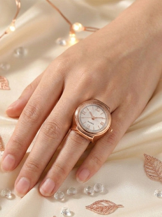 Ring Watch + Tulip Floral Bracelet Combo